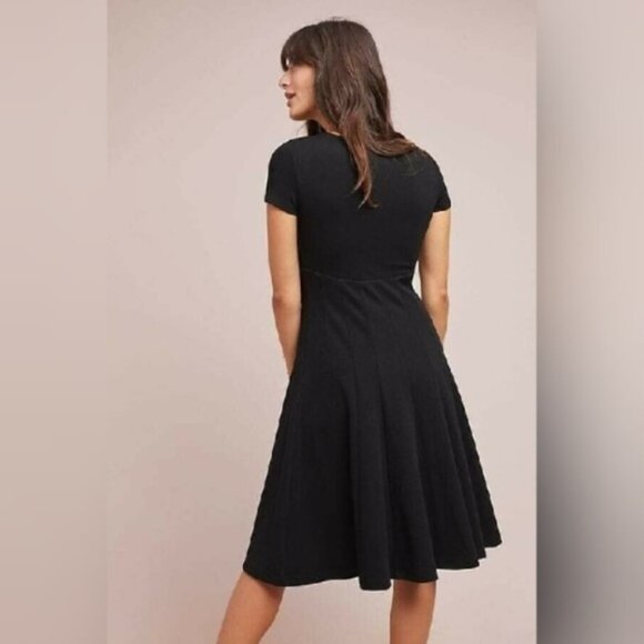 NWT Maeve by Anthro Lincoln Center Black Short FIt Flare V Neck Dress Small - Picture 2 of 11